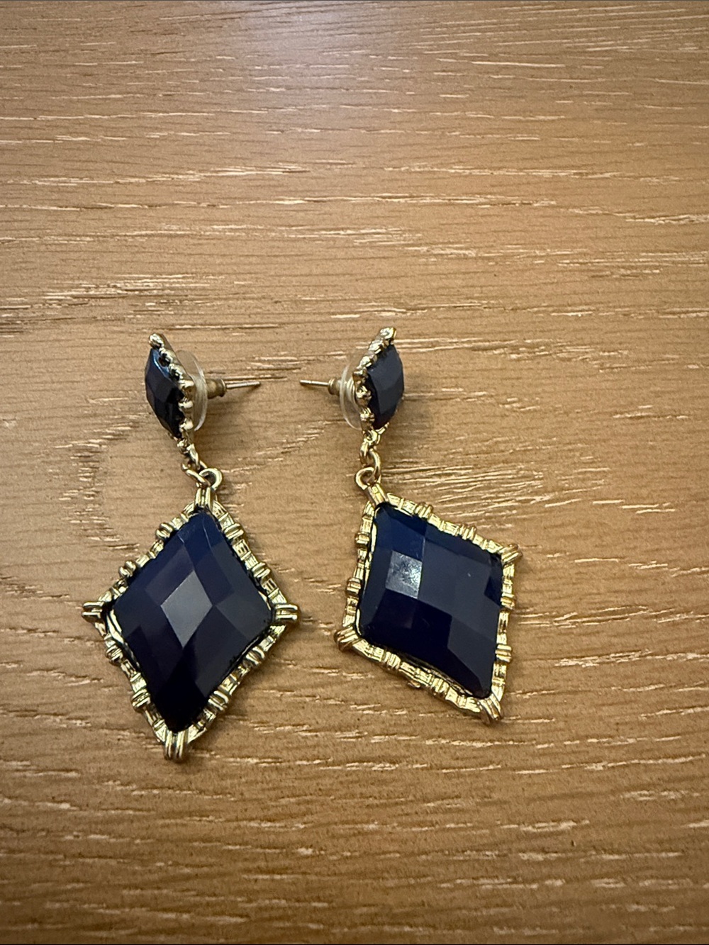 Gold-Plated black Drop Earrings - Women Jewelry